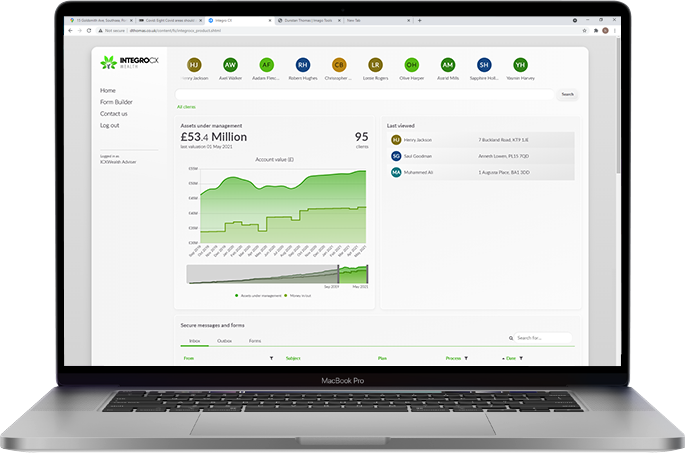 Integro CX Wealth is a modern, integrated customer wealth portal solution, meeting the needs of advisers and their clients